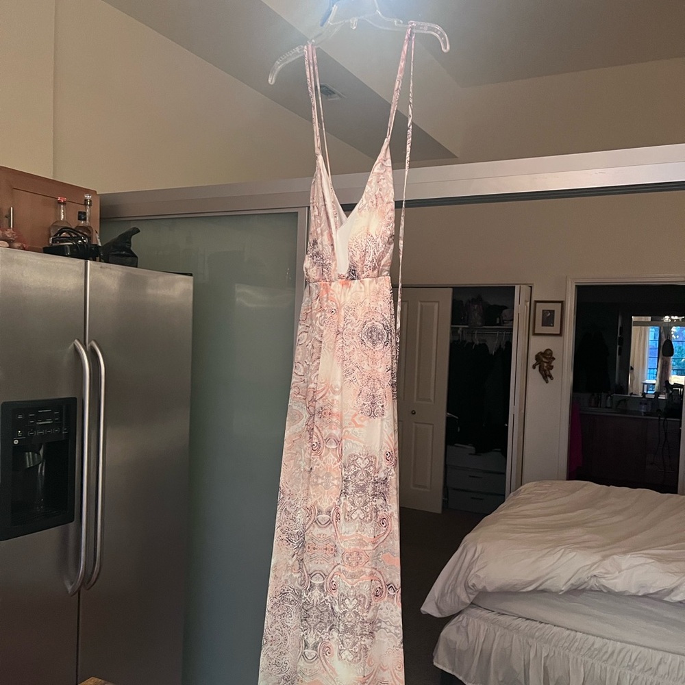 Lulu's Pink and Cream Floral Dress
